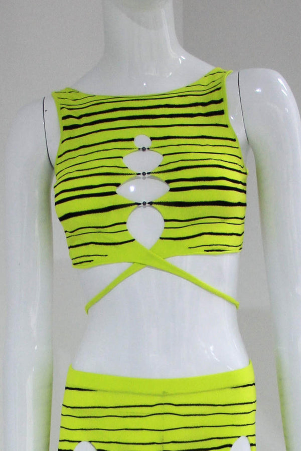 RUI Stripe Panel Mesh Vest RSS23KN08 Wasabi Mustard